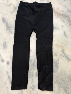 Lane Bryant Black Lace-Hem SHAPER slimming tummy Leggings Sz C/D (xL)